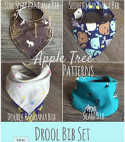 Bib 4 pack- bandana bib, scarf bib, double bandana bib & side snap bib- PDF Apple Tree Sewing Pattern