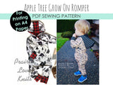 Little Kids Grow On Coverall Style Romper A4 SIZED PAPER - PDF Apple Tree Sewing Pattern