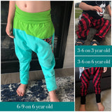 Big Kids Color Blocked Grow With Me Drop Crotch Pants- PDF Apple Tree Sewing Pattern