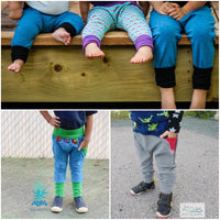 Little Kids Color Blocked Grow With Me Drop Crotch Joggers - PDF Apple Tree Sewing Pattern