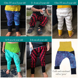 All Sizes Color Blocked Grow With Me Drop Crotch Joggers Trousers - PDF Apple Tree Sewing Pattern