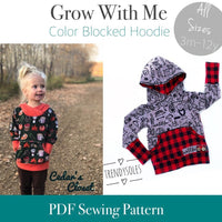 All Sizes Color Blocked Hoodie Grow With Me Hoodie - PDF Apple Tree Sewing Pattern (bonus extended sizes included)