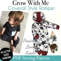 Little kids Grow On: Coverall Style Grow With Me Romper - PDF Apple Tree Sewing Pattern