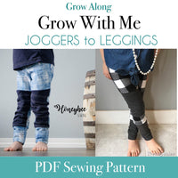 Little Kids Grow Along Pants: Grow with me joggers to leggings- PDF Apple Tree Sewing Pattern