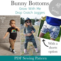 All sizes Bunny Bottoms- Grow with Me Drop Crotch joggers - PDF Apple Tree Sewing Pattern